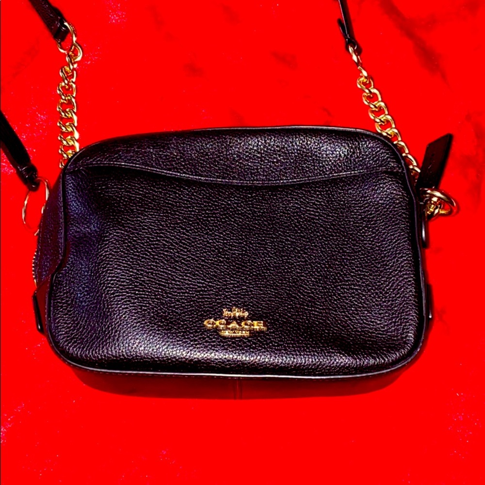 Coach Bag black leather camera crossbody
